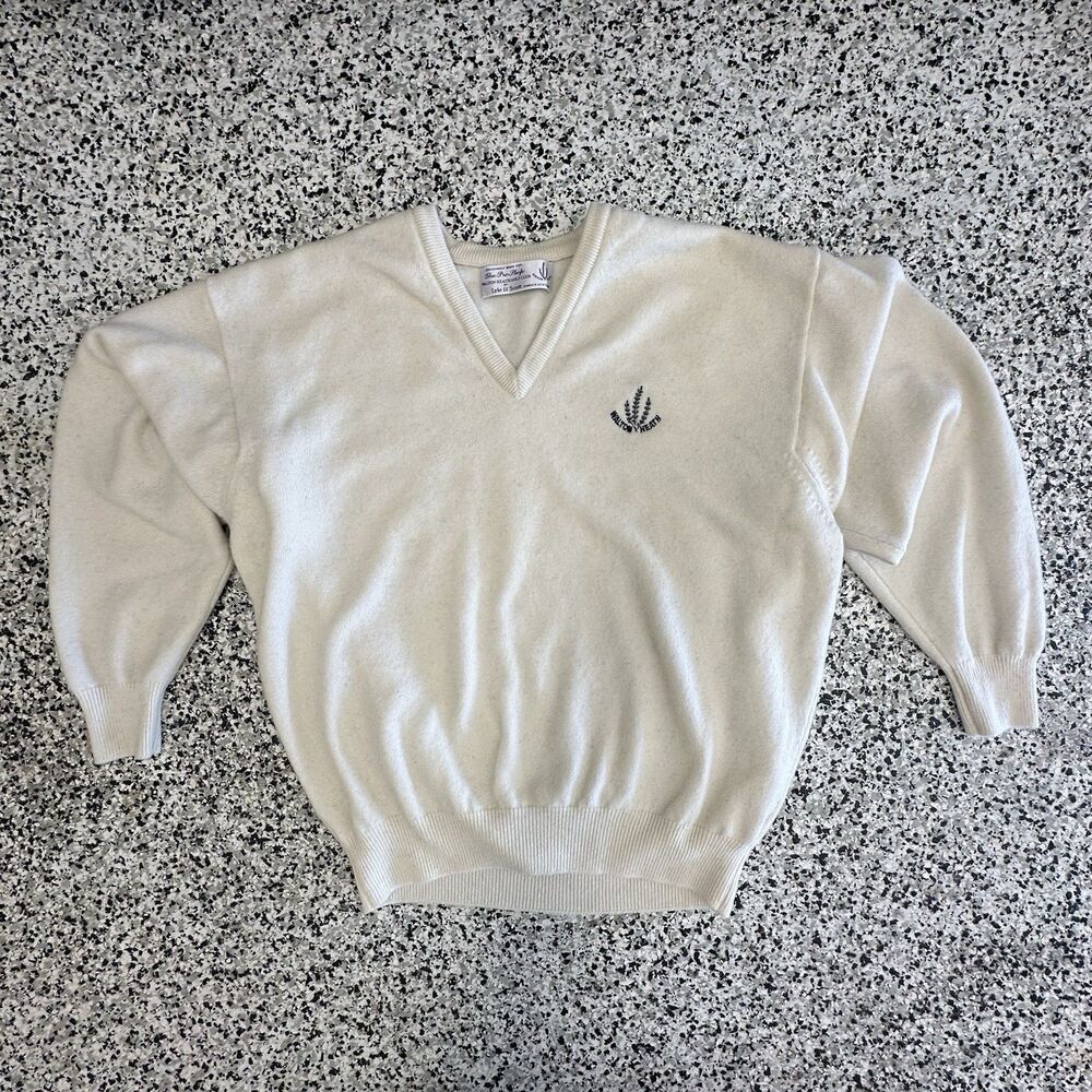 Vintage Lyle & Scott V-Neck Sweater Mens Large Made in Scotland Pure New Wool